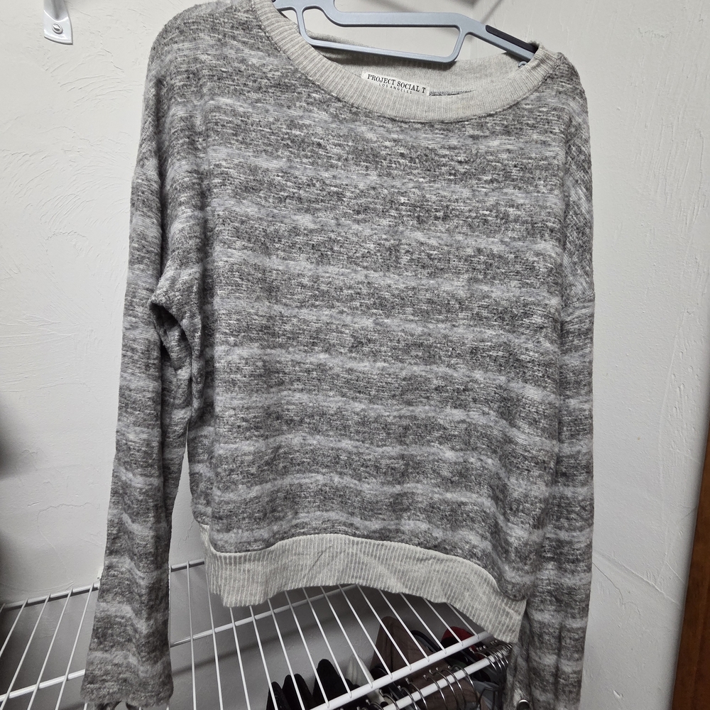 Project Social T Gray Striped Sweater